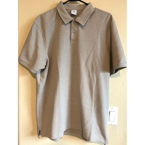 Zara Mens Polo Shirt Size Large Beige Textured Short Sleeve Casual